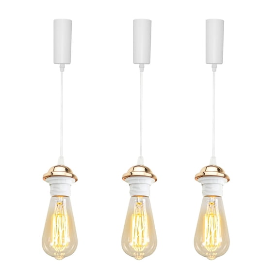 KAYYELAMP 3 Pcs 3.9Ft Adjustable Wire Gold Pendant J-Type Track Mount Vintage Design Mini E26 Base Track Lamp For Kitchen Dining Room(No Bulb, Track)