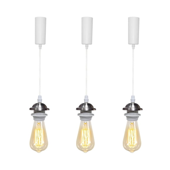 KAYYELAMP 3 Pcs 3.9Ft Adjustable Wire Nickel Pendant H-Type Track Mount Vintage Design Mini E26 Base Track Lamp For Kitchen Dining Room(No Bulb, Track)