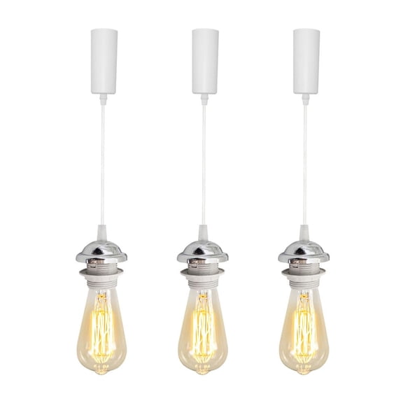 KAYYELAMP 3 Pcs 3.9Ft Adjustable Wire Silver Pendant J-Type Track Mount Vintage Design Mini E26 Base Track Lamp For Kitchen Dining Room(No Bulb, Track)