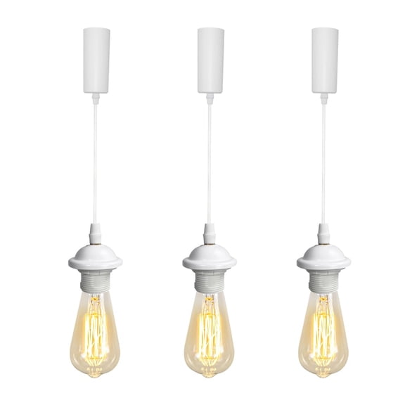 KAYYELAMP 3 Pcs 3.9Ft Adjustable Wire White Pendant J-Type Track Mount Minimalist Design Mini E26 Base Track Lamp For Kitchen Dining Room(No Bulb, Track)