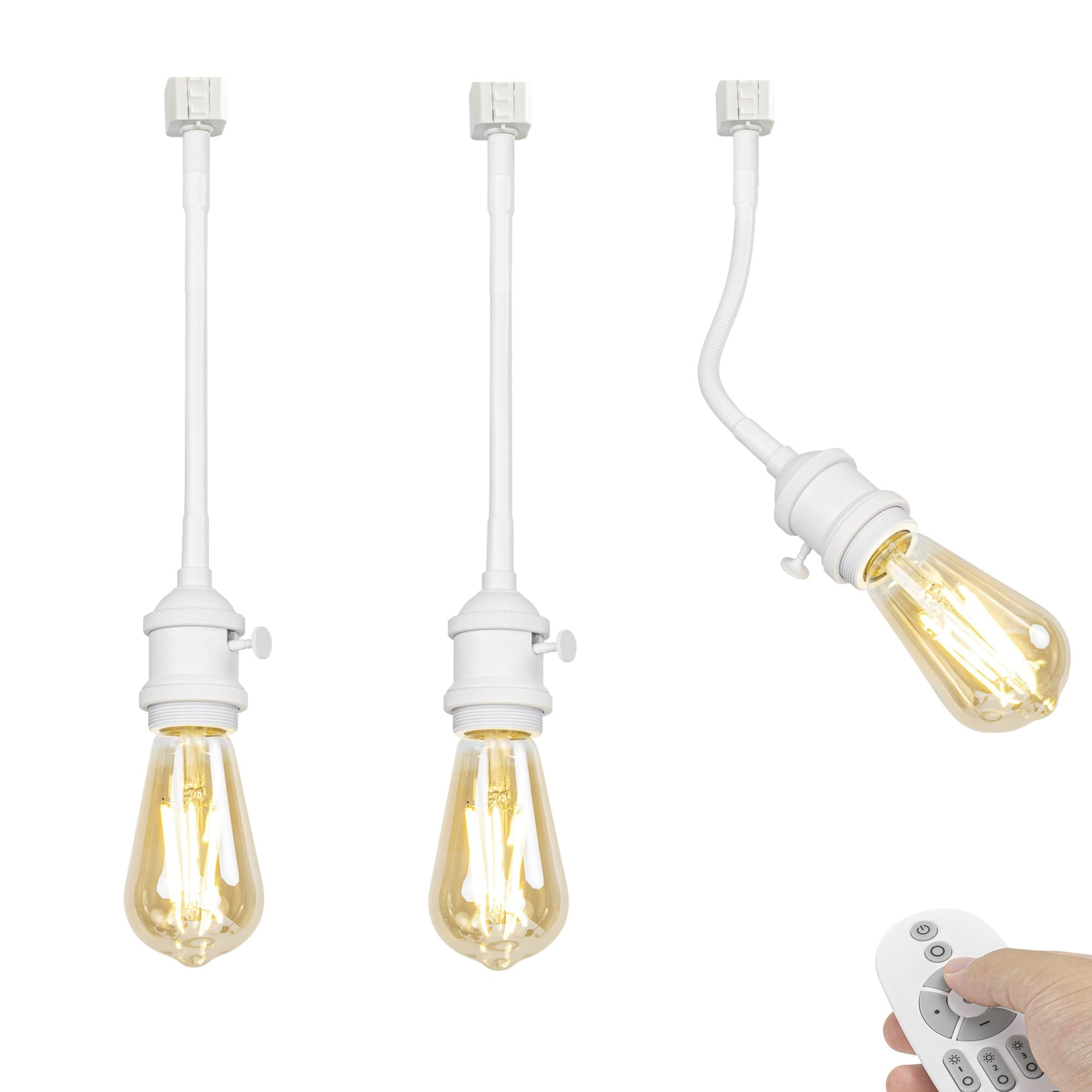 KAYYELAMP 3 Pcs J-Type Track Mount Flexible Gooseneck Adjustable Angle Modern White Dimmable Lighting for Wall Painting Home Kitchen(No Track)