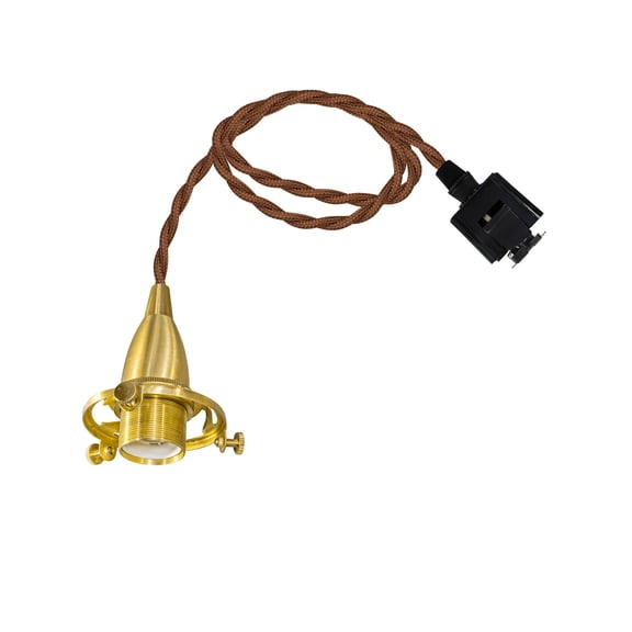 KAYYELAMP 34.6 inches Brown Twisted Cord Brass E12 Base J-Type Track Light Vintage Design for Kitchen Dining Room Loft Home(No Bulb, Track)