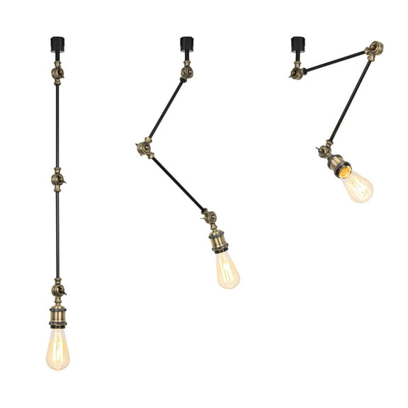 KAYYELAMP 3Pcs Adjusted Angle Direction J-Type Tracking Light Vintage Design E26 Bronze Base Track Lamp Flexible for Background Store Home(No Track, Bulb)
