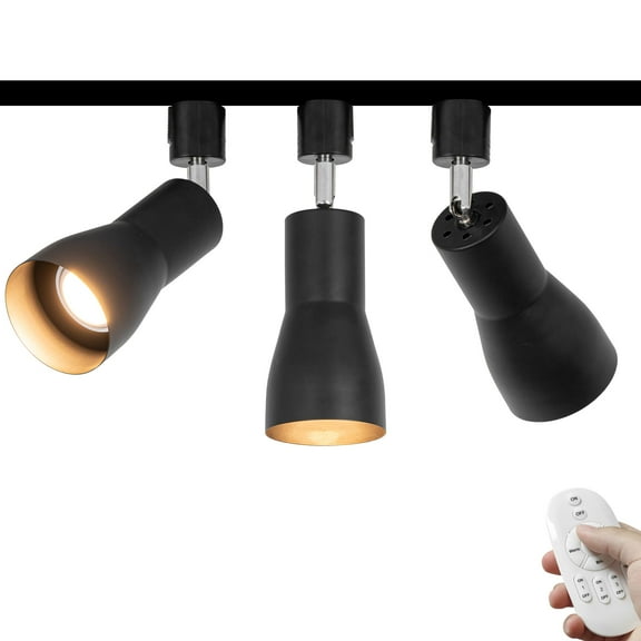 KAYYELAMP 3Pcs Adjusted Angle Rotated Degree H-Type Focusing Lighting Dimmable Remote Track Lamp Black Metal Vintage Design for Kitchen Bar Loft Store