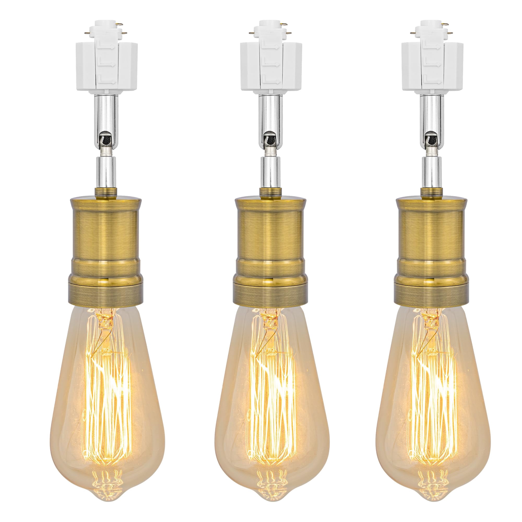 KAYYELAMP 3Pcs H-Type Track Lamp Adjustable Angle E26 Copper Base Mini Track Lighting Vintage Design for Kitchen Sink Counter Home(No Bulb, Track)