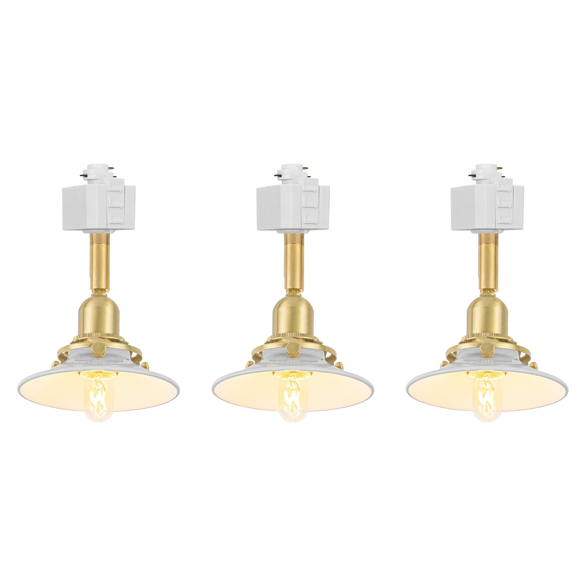 KAYYELAMP 3Pcs Halo System E12 Mini Brass Base White Shade Adjustable Titl Angle Track Lighting Modern Design for Farmhouse Kitchen Sink Loft Home(No Bulb, Track)
