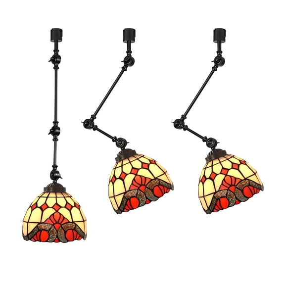 KAYYELAMP 3Pcs J-Type Track Head Lighting Adjustable Angle Tiffany Baroque Ceiling Lamp Art Handmade Glass Black Metal Track Light for Gallery Store(No Bulb, Track)