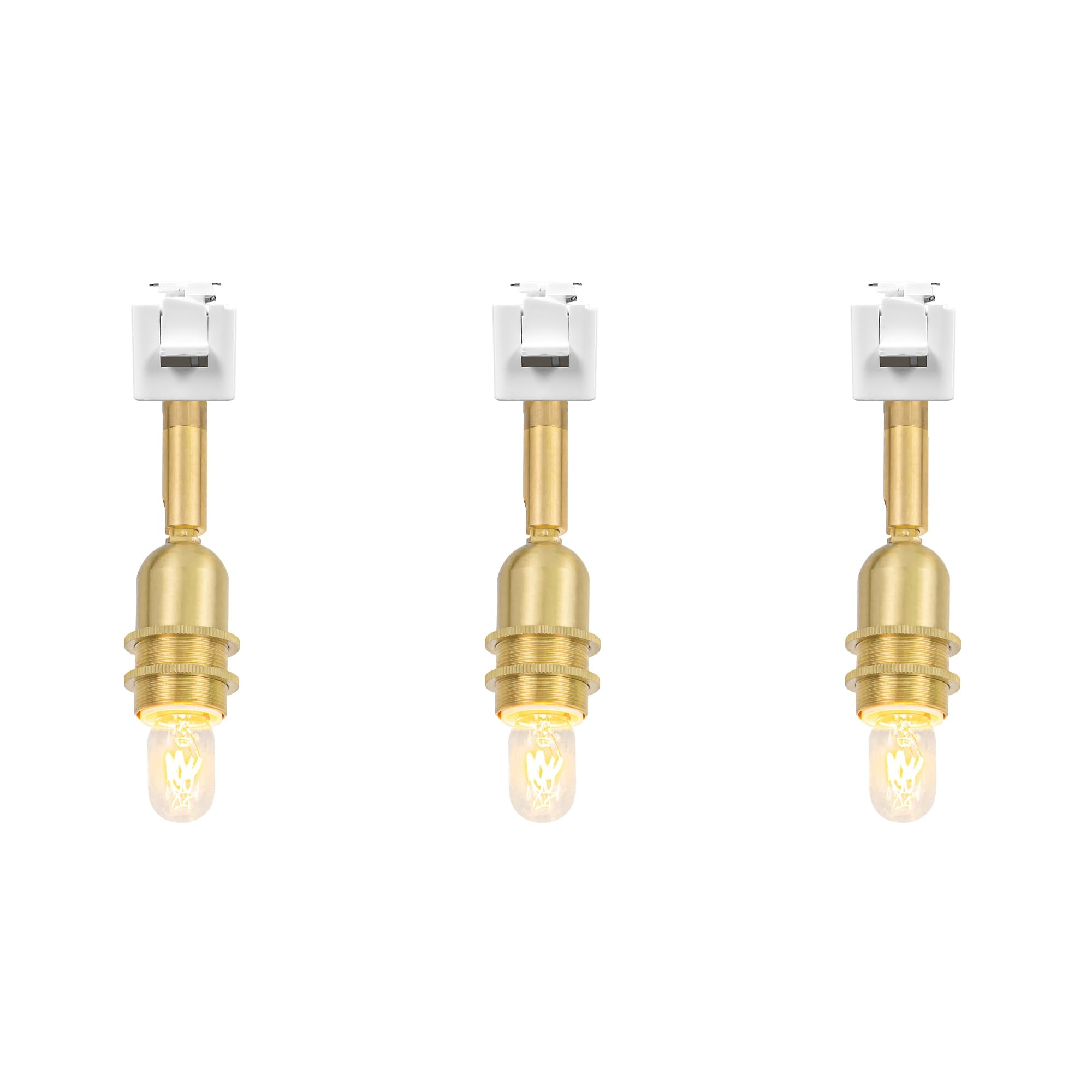 KAYYELAMP 3Pcs Juno System E12 Mini Brass Base Adjustable Titl Angle Track Lighting Modern Design for Farmhouse Kitchen Sink Gallery Loft Home(No Bulb, Track)