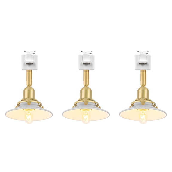 KAYYELAMP 3Pcs Juno System E12 Mini Brass Base White Shade Adjustable Titl Angle Track Lighting Modern Design for Farmhouse Kitchen Sink Loft Home(No Bulb, Track)