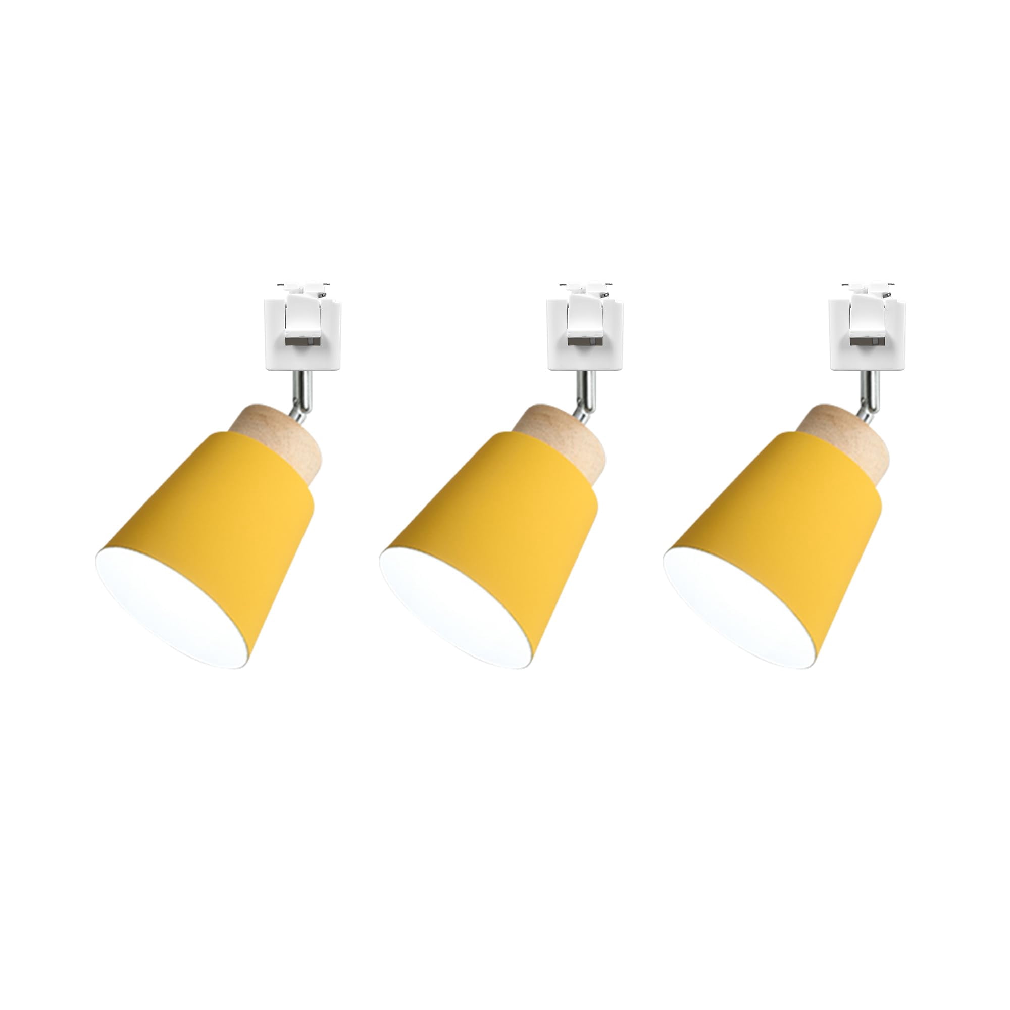 KAYYELAMP 3Pcs Macaron Yellow Juno System Adjustable Titl Angle Track Lighting E26 Base Modern Design for Farmhouse Kitchen Sink Gallery Loft(No Bulb, Track)