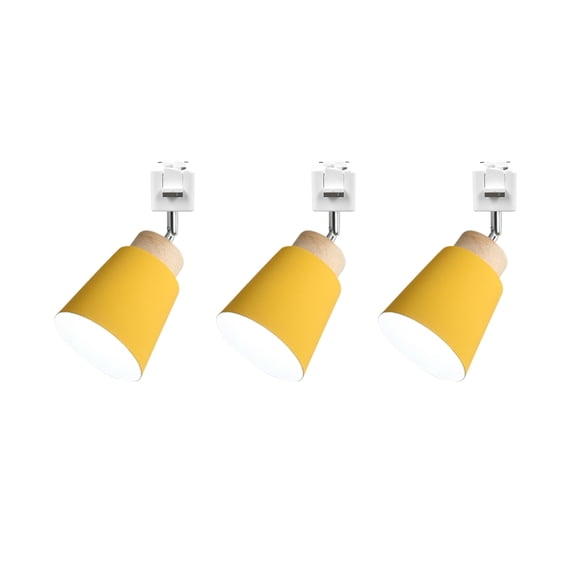 KAYYELAMP 3Pcs Macaron Yellow Juno System Adjustable Titl Angle Track Lighting E26 Base Modern Design for Farmhouse Kitchen Sink Gallery Loft(No Bulb, Track)