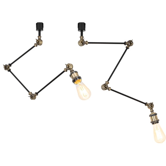 KAYYELAMP 44.09inches Height Black Metal with Bronze J-Type Track Lamp E26 Base Adjusted Angle Direction Retro Design for Background Store Living Room Kitchen(No Bulb, Track)
