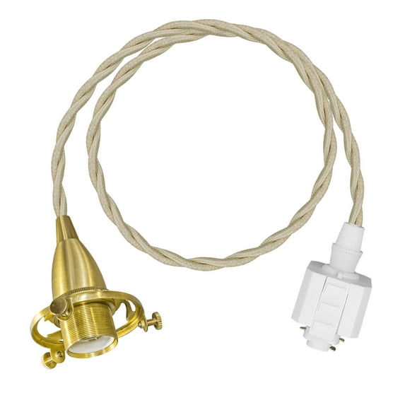KAYYELAMP 47.2 inches Beige Twisted Cord Brass E12 Base H-Type Track Light Vintage Design for Kitchen Dining Room Loft Home(No Bulb, Track)