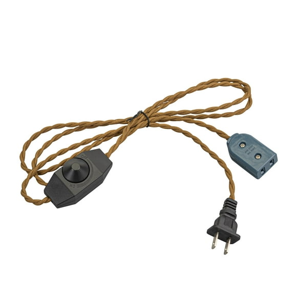 KAYYELAMP 5.9 Ft Brown Twist Cord Plug Outlet Power Wire Dimmable Rotated Switch Extension Cord Vintage Style Lighting Accessory Part DIY Project