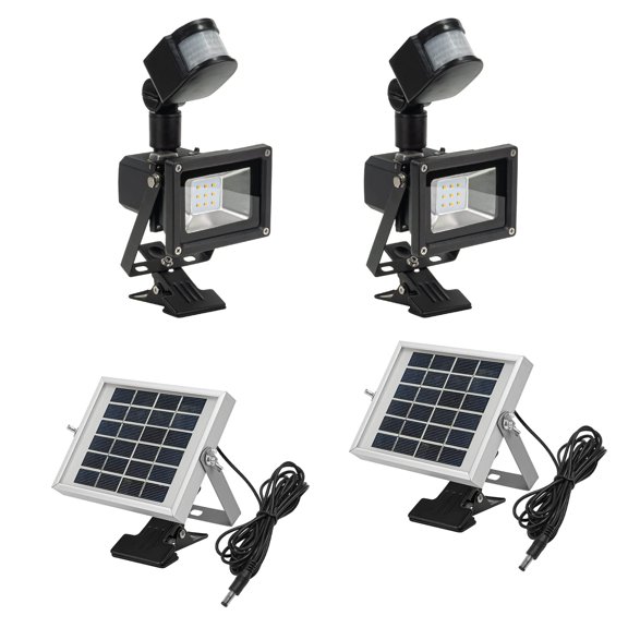 KAYYELAMP 5W LED Solar Lamp PIR Motion Sensor IP 44 Waterproof 5M Cable Length Solar Clip Light Fixture No Wiring Floodlight for Indoor Outdoor Door Entry Porch Pack of Two(Bulb Included)