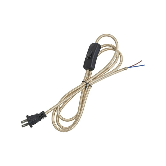 KAYYELAMP 9.8 Feet Plug in Outlet Electric Lamp Cord with On/Off Switch Light Gold Weave Rope Cable Stripped Ends Ready for Wiring Light Accessory Part Vintage Design