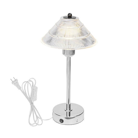 KAYYELAMP 9.8ft Plug in Cord Lighting Clear Glass Shade Silver Metal Table Lamp Modern Style for Bedsides Sofa-Side Multi-Purpose Lighting Fixture