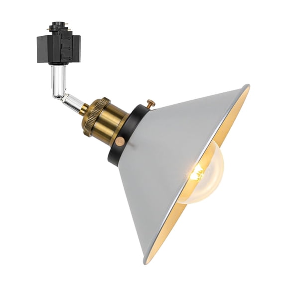 KAYYELAMP Adjusted Angle Rotated Degree H-Type Metal Track Lamp E26 Copper Base Silver Shade Classic Design for Kitchen Bar Sink Counter(No Bulb, Track)