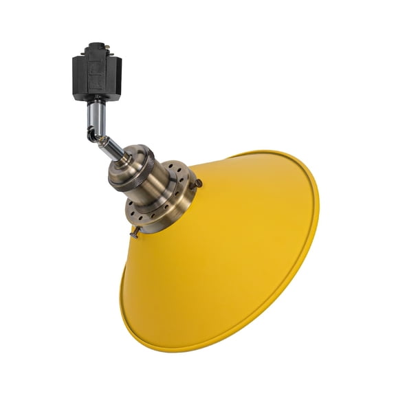 KAYYELAMP Adjusted Angle Rotated Degree H-Type Metal Track Lamp Yellow Shade E26 Bronze Base Classic Design for Kitchen Bar Sink Counter(No Bulb, Track)
