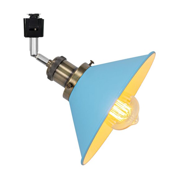 KAYYELAMP Adjusted Angle Rotated Degree J-Type Metal Track Lamp E26 Bronze Base Blue Shade Classic Design for Kitchen Bar Sink Counter(No Bulb, Track)