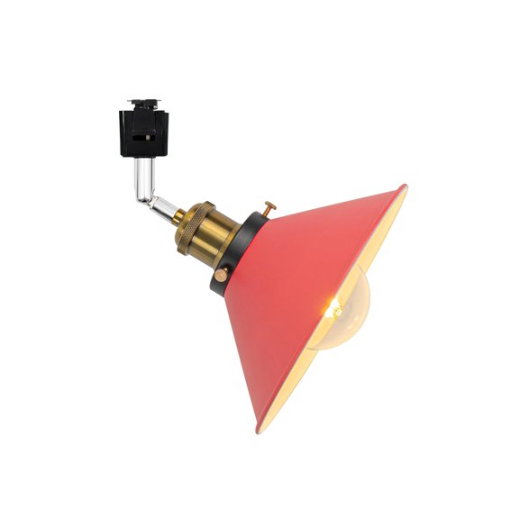 KAYYELAMP Adjusted Angle Rotated Degree J-Type Metal Track Lamp E26 Copper Base Red Shade Classic Design for Kitchen Bar Sink Counter(No Bulb, Track)
