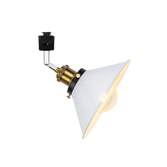 KAYYELAMP Adjusted Angle Rotated Degree J-Type Metal Track Lamp E26 Copper Base White Shade Classic Design for Kitchen Bar Sink Counter(No Bulb, Track)