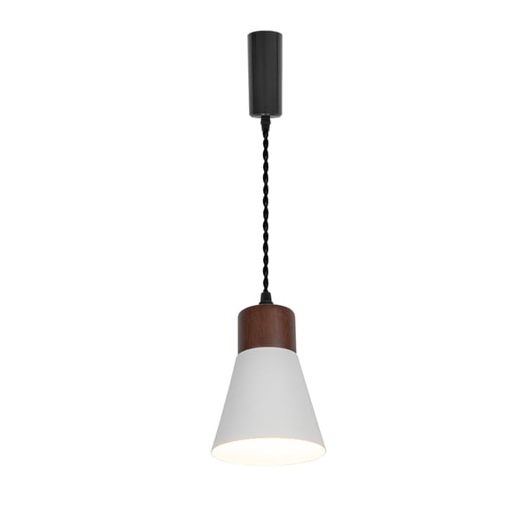 KAYYELAMP Adjusted Cable H-Type Track Lamp Walnut Base Metal White Shade Retro Pendant Lighting for Kitchen Dining Room(No Bulb, Track)