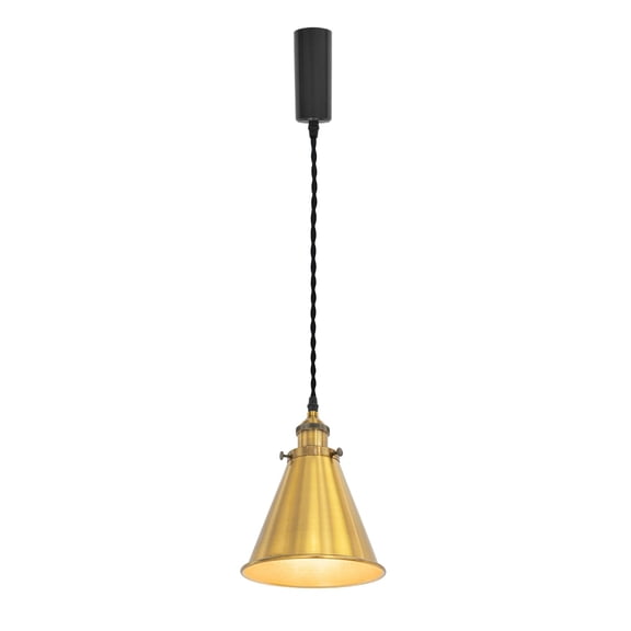 KAYYELAMP Adjusted Cable J-Type Track Lamp Gold Metal Cone Shade Vintage Pendant Lighting for Kitchen Dining Room(No Bulb, Track)