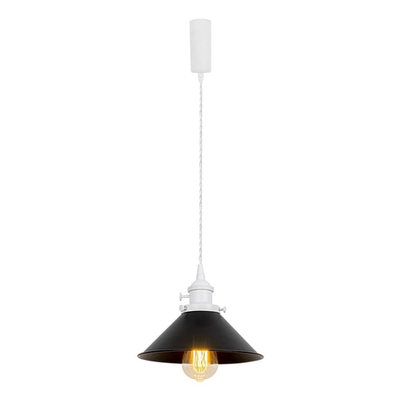 KAYYELAMP Adjusted Cable J-Type Track Lamp White Switch Base Black Shade Simple Design Pendant Lighting for Kitchen Dining Room(No Bulb, Track)