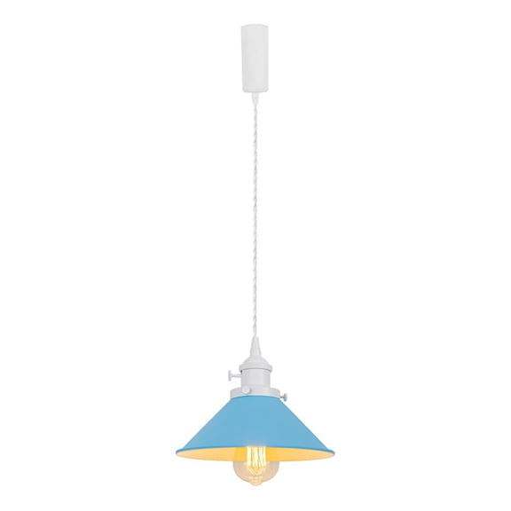 KAYYELAMP Adjusted Cable J-Type Track Lamp White Switch Base Blue Shade Simple Design Pendant Lighting for Kitchen Dining Room(No Bulb, Track)