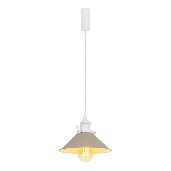 KAYYELAMP Adjusted Cable J-Type Track Lamp White Switch Base Khaki Shade Simple Design Pendant Lighting for Kitchen Dining Room(No Bulb, Track)