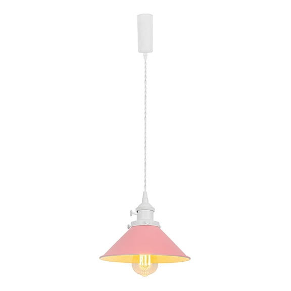 KAYYELAMP Adjusted Cable J-Type Track Lamp White Switch Base Pink Shade Simple Design Pendant Lighting for Kitchen Dining Room(No Bulb, Track)
