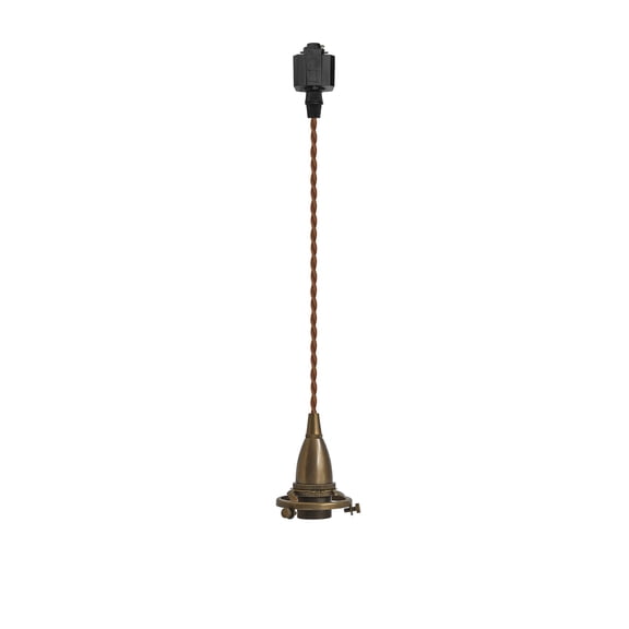 KAYYELAMP Antique Copper Mini E14 Base with Decor Ring H-Type Track Light 2.5Ft Twisted Cord Length Industrial Style Pendant for Kitchen Bar Store(No Bulb, Track)