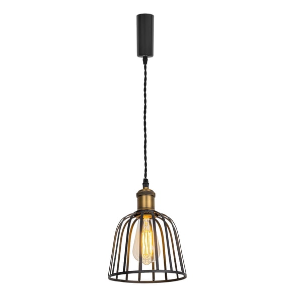 KAYYELAMP Black Metal Cage Track Light J-Type 3.2Ft Adjusted Cord E26 Brown Bronze Base Vintage Design Track Lamp for Dining Table Kitchen Home(No Bulb, Track)