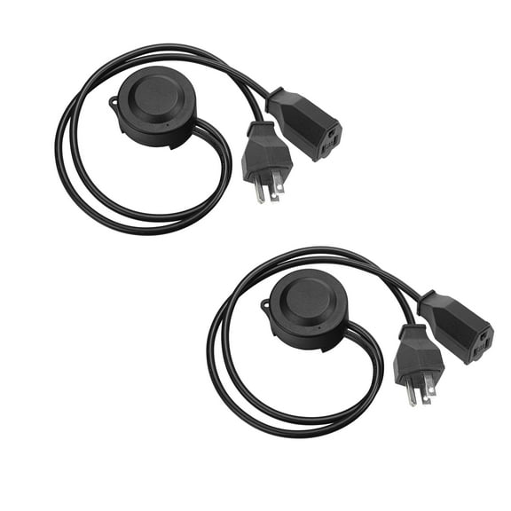KAYYELAMP Black Motion Sensor Parts Extension 13Ft Cord Light Sensor Sensitivity Time Adjustable 3-Prong Plug in Socket Type Auto Detect Switch Lights Waterproof IP54 Timer Switch 2Pcs