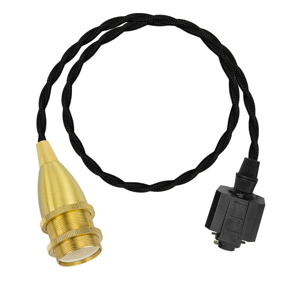 KAYYELAMP Brass E12 Base 34.6 inches Black Twisted Cord Track Light Vintage Design for Kitchen Dining Room Loft Home(No Bulb, Track)