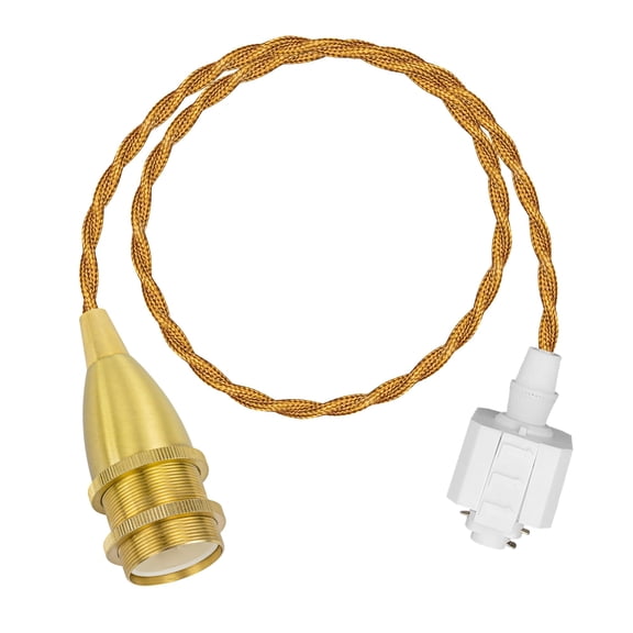 KAYYELAMP Brass E12 Base H-Type 34.6 inches Gold Twisted Cord Track Light Vintage Design for Kitchen Dining Room Loft Home(No Bulb, Track)