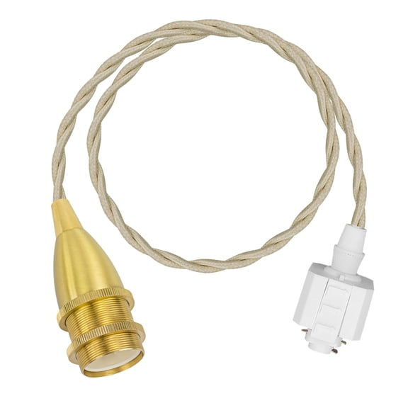 KAYYELAMP Brass E12 Base H-Type 47.2 inches Beige Twisted Cord Track Light Vintage Design for Kitchen Dining Room Loft Home(No Bulb, Track)