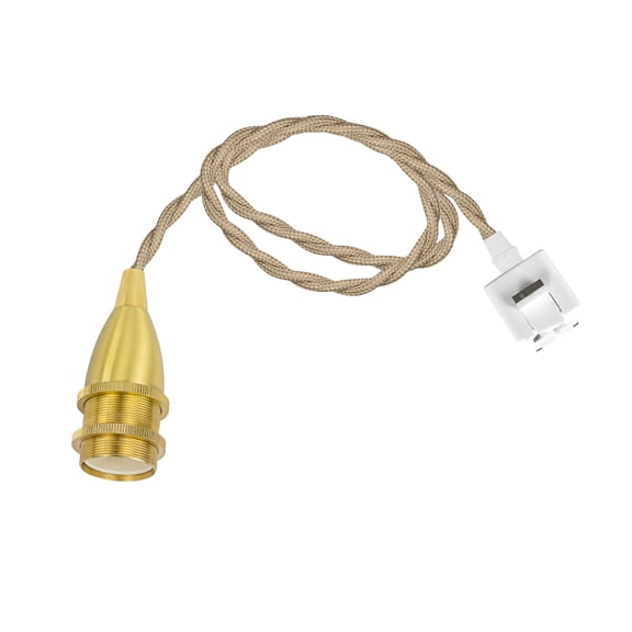 KAYYELAMP Brass E12 Base J-Type 11.8 inches Khaki Twisted Cord Track Light Vintage Design for Kitchen Dining Room Loft Home(No Bulb, Track)