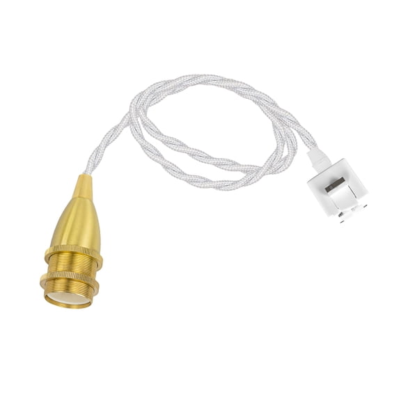 KAYYELAMP Brass E12 Base J-Type 23.6 inches White Twisted Cord Track Light Vintage Design for Kitchen Dining Room Loft Home(No Bulb, Track)