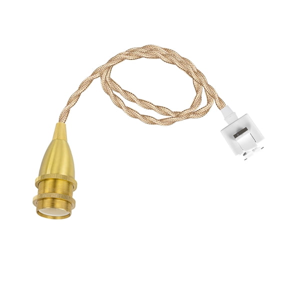 KAYYELAMP Brass E12 Base J-Type 39.3 inches Light Gold Twisted Cord Track Light Vintage Design for Kitchen Dining Room Loft Home(No Bulb, Track)