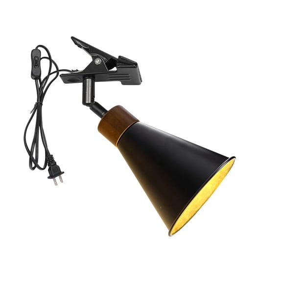 KAYYELAMP Clamp Lamp Wood E26 Base Adjusted Angle 5.9Feet Plug Cord Metal Clip Light Vintage Design Clip On Shelf Bookshelf Splint Billboards Bedsides(No Bulb)