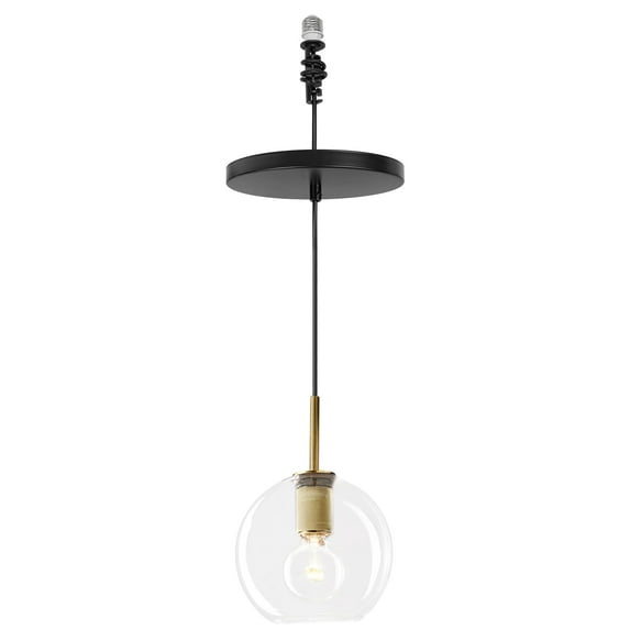 KAYYELAMP Clear Glass Gold Metal Hanging Light E26 Base Adjustable Height Droplight Modern Design Pendant Light for Kitchen Island Sink Living Room Office