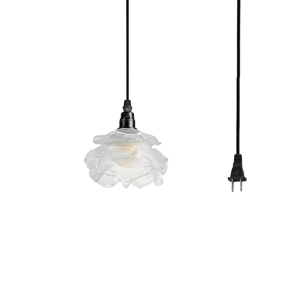 KAYYELAMP Corded Hanging Light Flowers Shade Glass E12 Base 9.8 Feet Plug in Cord Modern Track Lamp for Dining Room Kitchen Stairs(No Bulb)