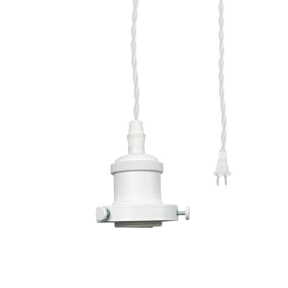 KAYYELAMP Corded Pendant Light Plug in Cord 19.6 Feet E26 White Base with Ring DIY Modern Design Hanging Lamp for Bedsides Kitchen Stairs Counter Loft(No Bulb)