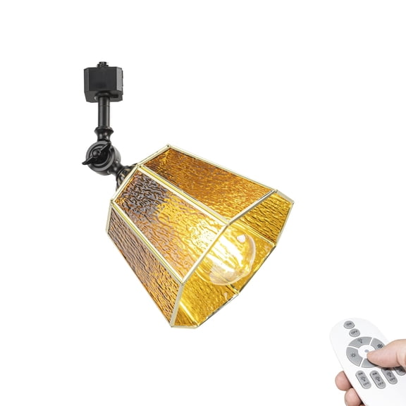 KAYYELAMP Dimmable Track Mount Ceiling Light H-Type Adjustable Angle Tiffany-Style Brown E26 Vintage Track Head Lighting for Loft Wall Painting Hallway(No Bulb, Track)