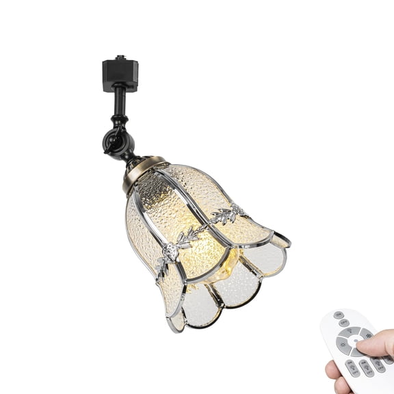 KAYYELAMP Dimmable Track Mount Ceiling Light H-Type Adjustable Angle Tiffany-Style Silver Flower Shade E26 Vintage Track Head Lighting for Loft Wall Painting Hallway(No Bulb, Track)