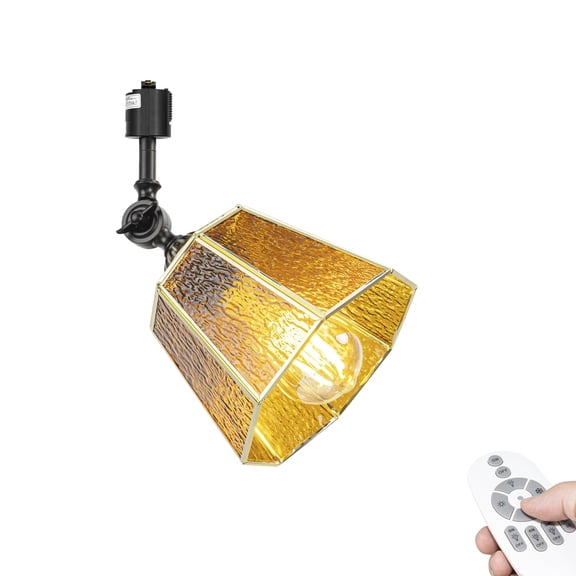 KAYYELAMP Dimmable Track Mount Ceiling Light J-Type Adjustable Angle Tiffany-Style Brown E26 Vintage Track Head Lighting for Loft Wall Painting Hallway(No Bulb, Track)