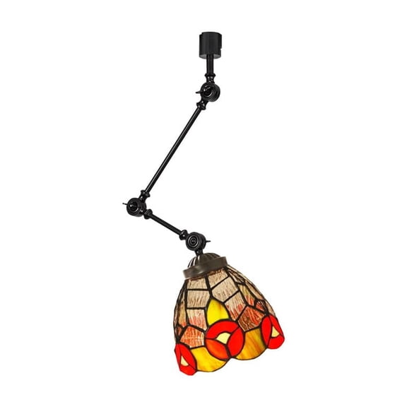 KAYYELAMP H-Type Track Head Lighting Adjustable Angle Tiffany Ceiling Lamp Art Handmade Glass Black Metal Modern Trend Style Track Light for Gallery Store(No Bulb, Track)
