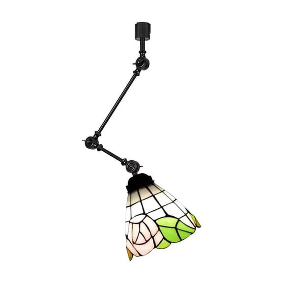 KAYYELAMP H-Type Track Head Lighting Adjustable Angle Tiffany Ceiling Lamp Art Handmade Glass Black Metal Track Light for Gallery Store(No Bulb, Track)
